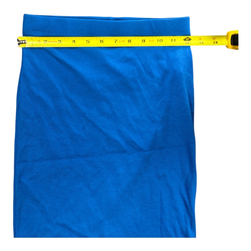 Forever‎ 21 Ribbed Pencil Skirt Bright Blue Midi Slit Size S - Picture 5 of 6